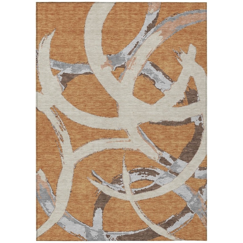 Aloura Orange Washable Indoor-Outdoor Rug