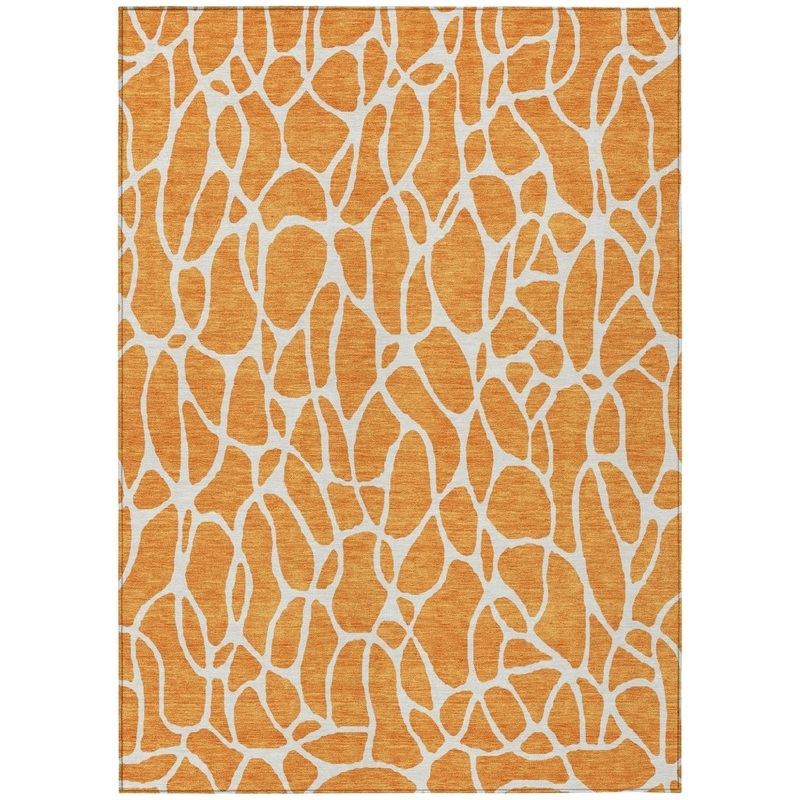 Zarelia Orange Washable Indoor-Outdoor Rug