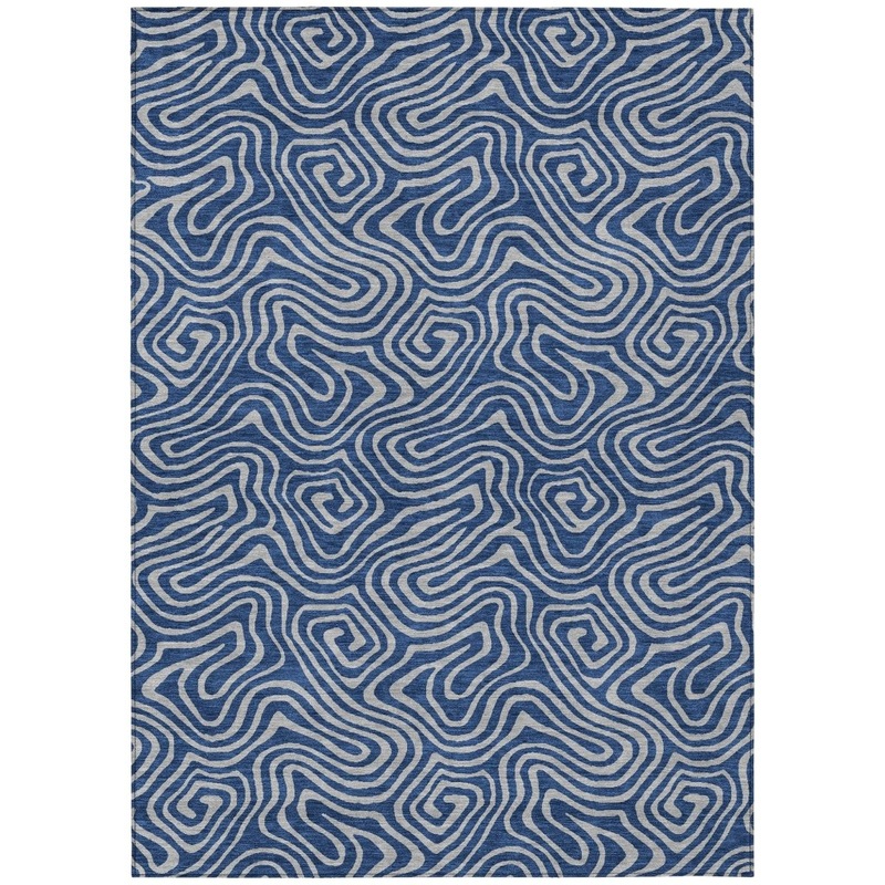 Zena Blue Washable Indoor-Outdoor Rug