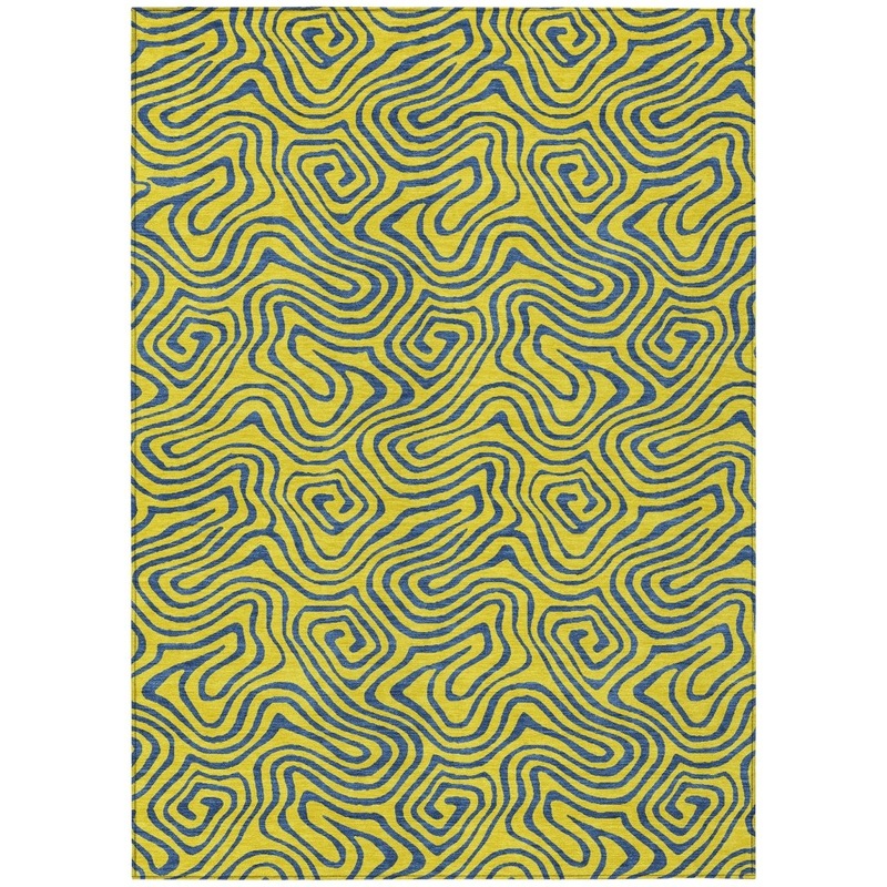 Zena Yellow Washable Indoor-Outdoor Rug