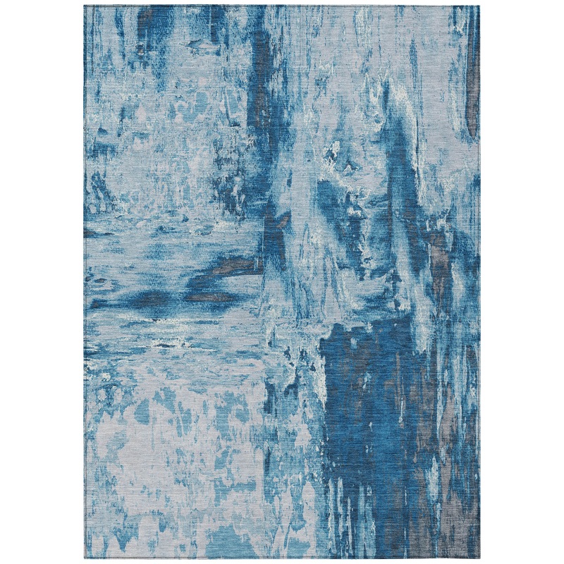 Zinnara Blue Washable Indoor-Outdoor Rug