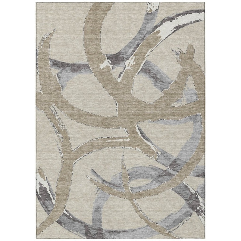 Aloura Beige Washable Indoor-Outdoor Rug