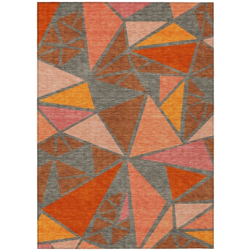 Aristea Orange Washable Indoor-Outdoor Rug