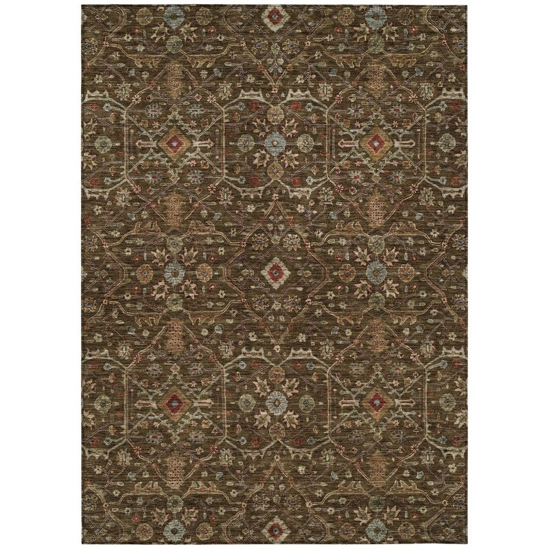 Zara Brown Washable Indoor-Outdoor Rug