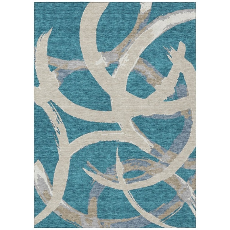 Aloura Teal Washable Indoor-Outdoor Rug