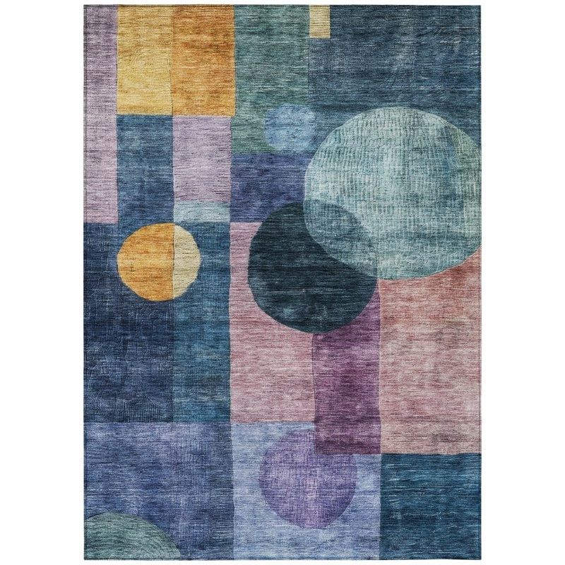 Amara Blue Washable Indoor-Outdoor Rug