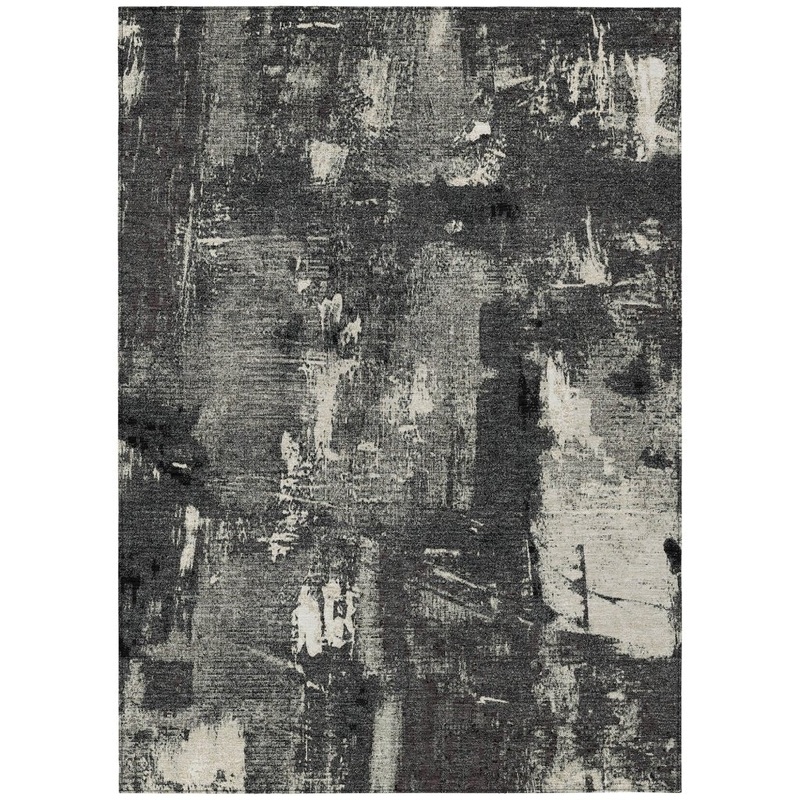 Aria Black Washable Indoor-Outdoor Rug
