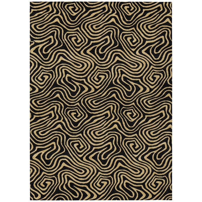 Zena Black Washable Indoor-Outdoor Rug