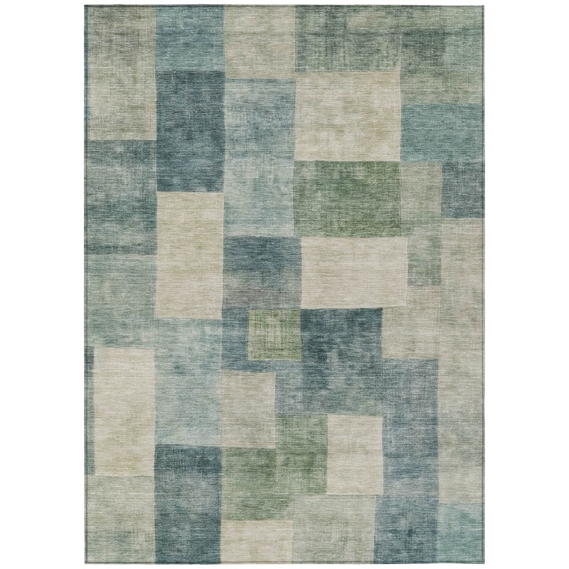 Zenia Blue Washable Indoor-Outdoor Rug