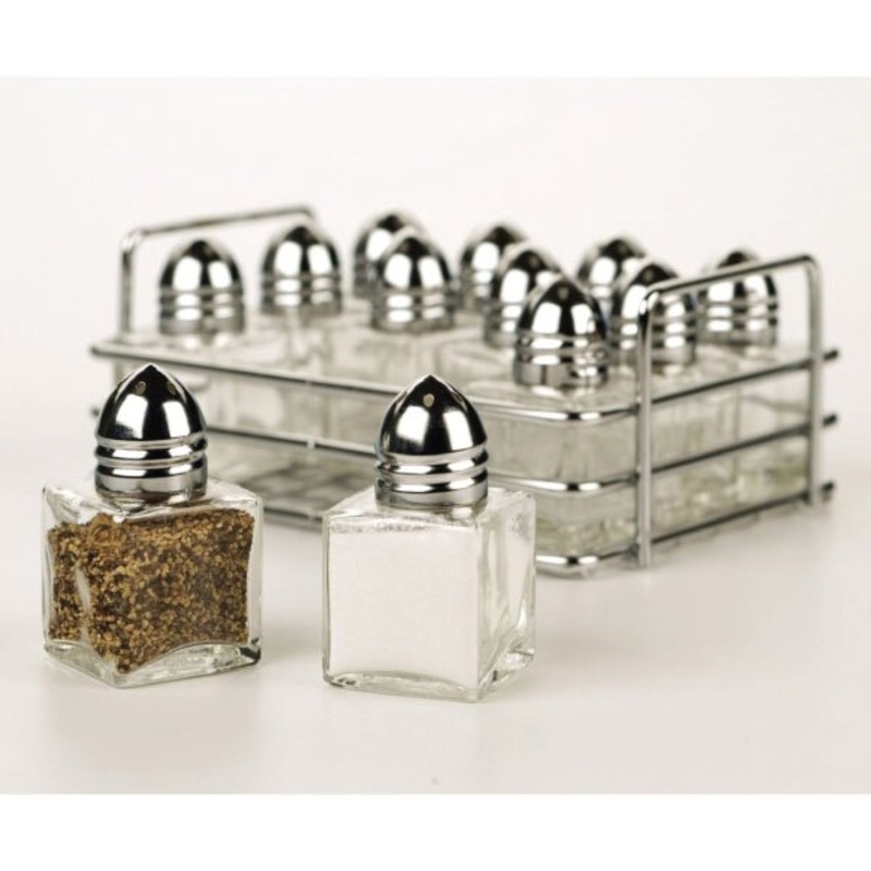 Mini Salt & Pepper Shakers w/Rack