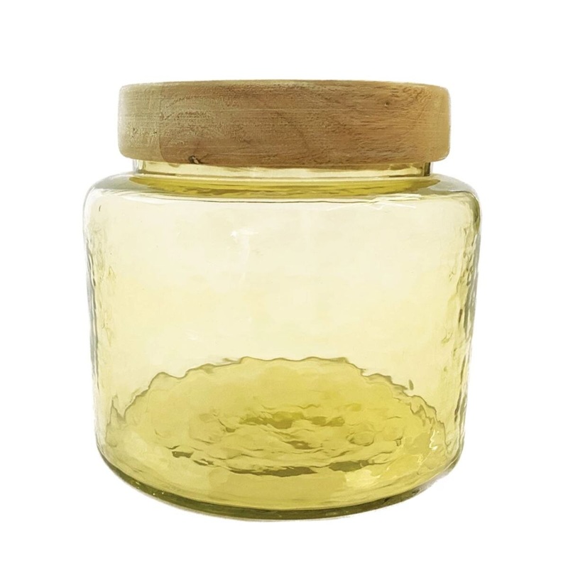 1 1/2 at Hammered Glass Jar w/ Mango Wood Lid