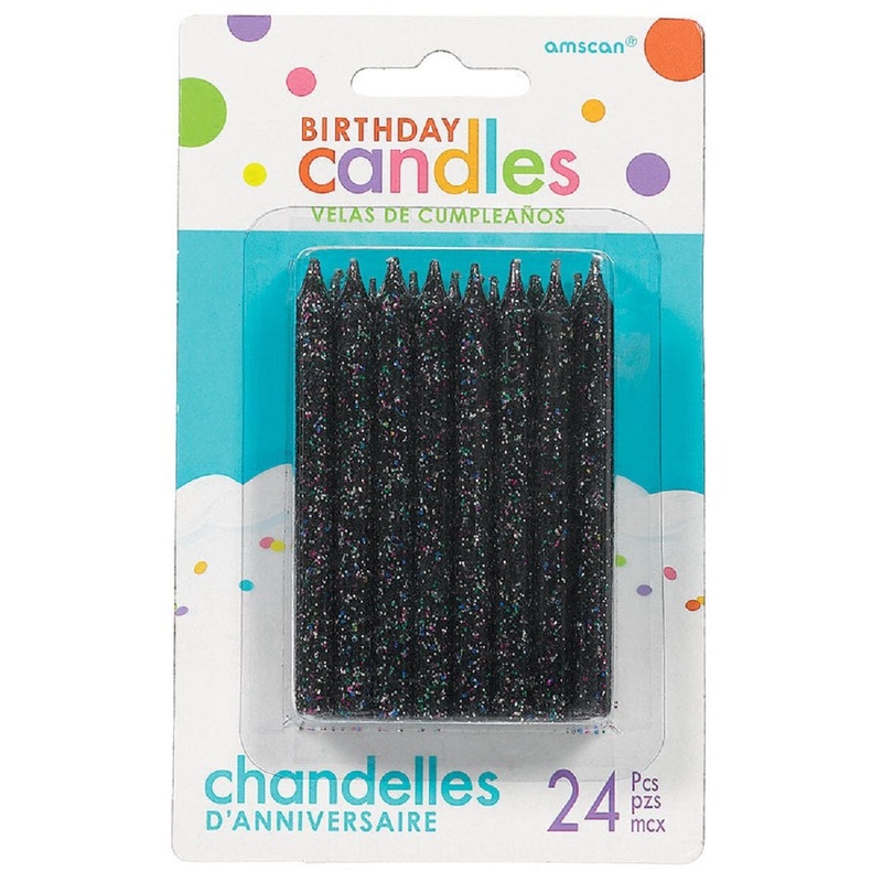 3.25″ Black Glitter Spiral Candle- Large