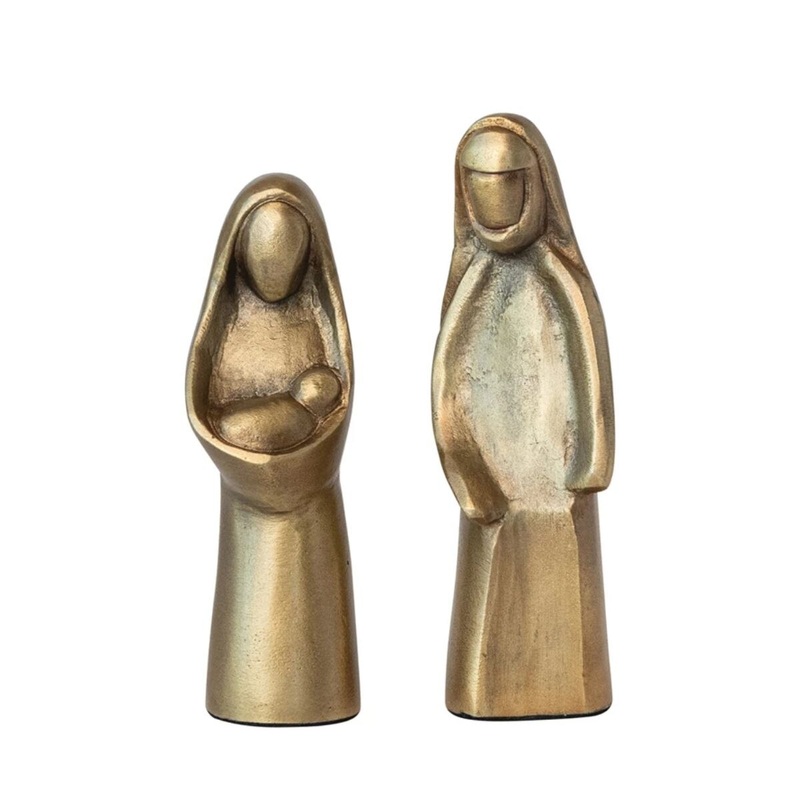 Cast Aluminum Holy Family Antique Gold Finish (set of 2)