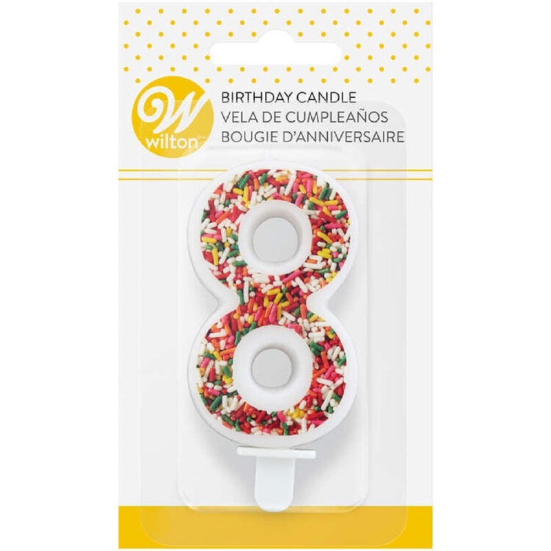 Sprinkle Pattern Number 8 Birthday Candle