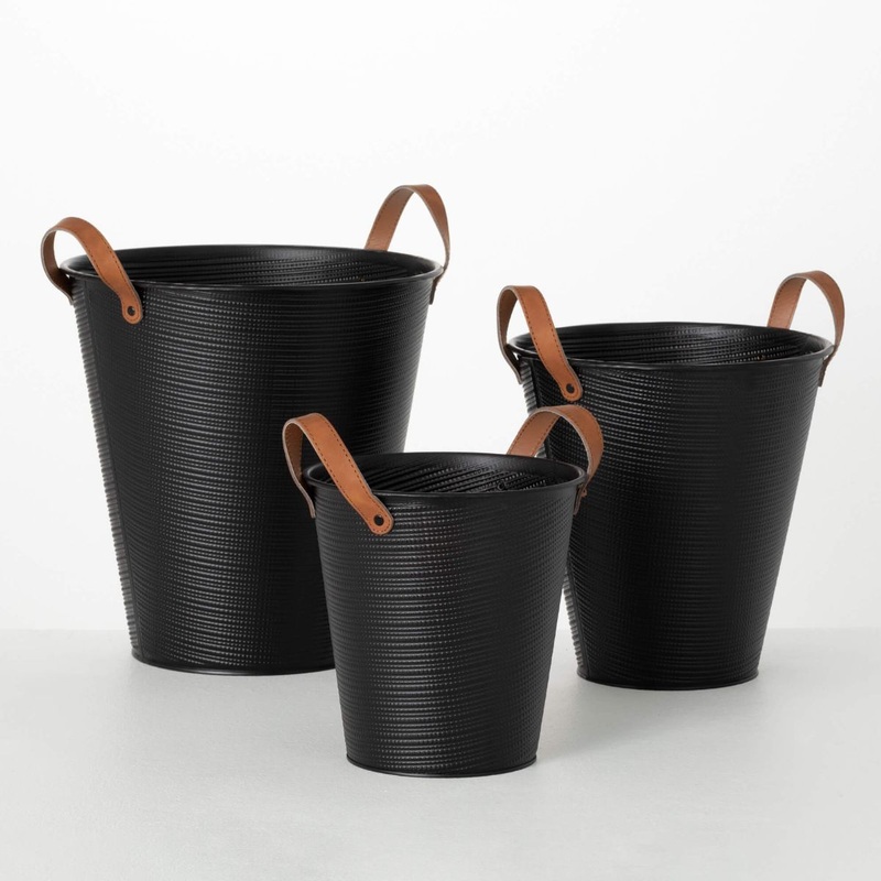 Black Embossed Bucket- Medium