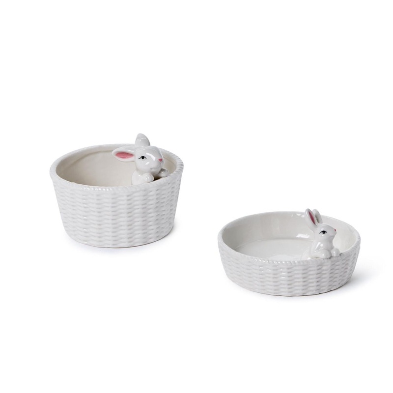 Bunny W/Basket Tidbit Dish