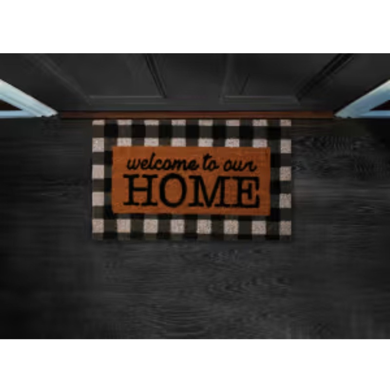 Welcome to Our Home Black & White Plaid