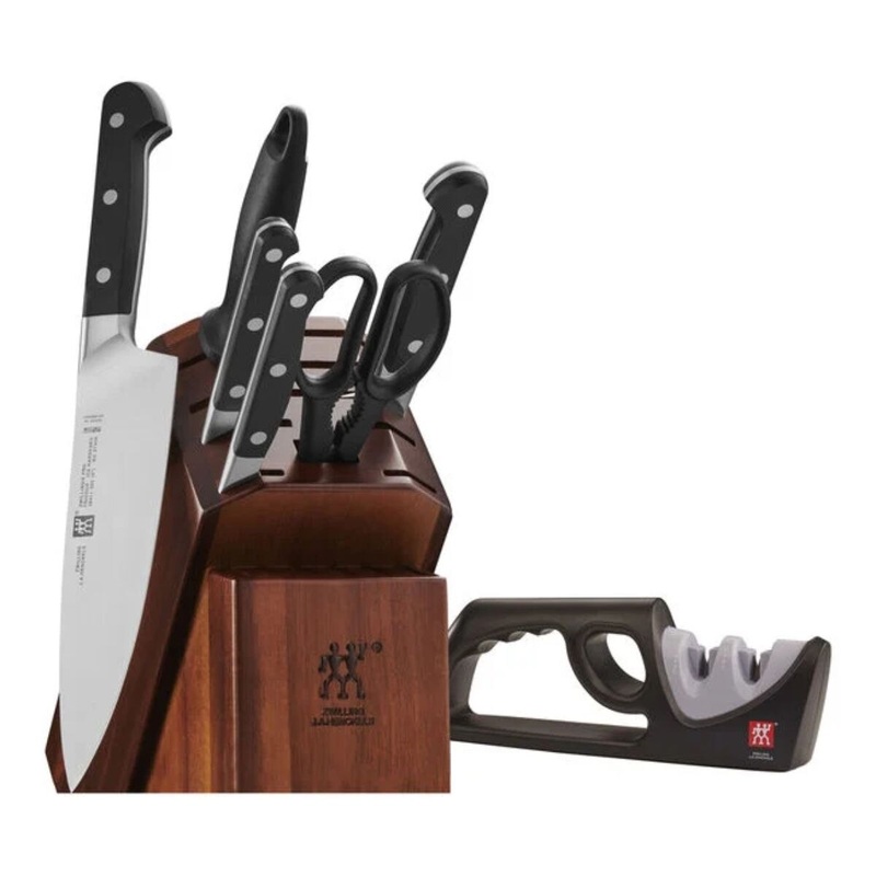 Zwilling Pro Knife Block 8 Piece Set with Bonus Sharpener