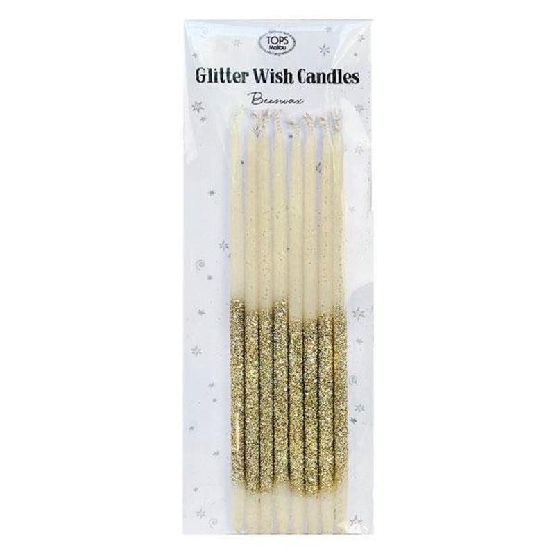 6″ Glitter Wish Candles Beeswax Gold