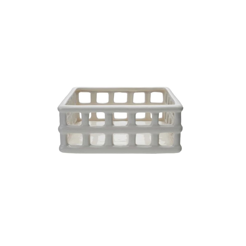 Ceramic Open Weave Napkin Holder White