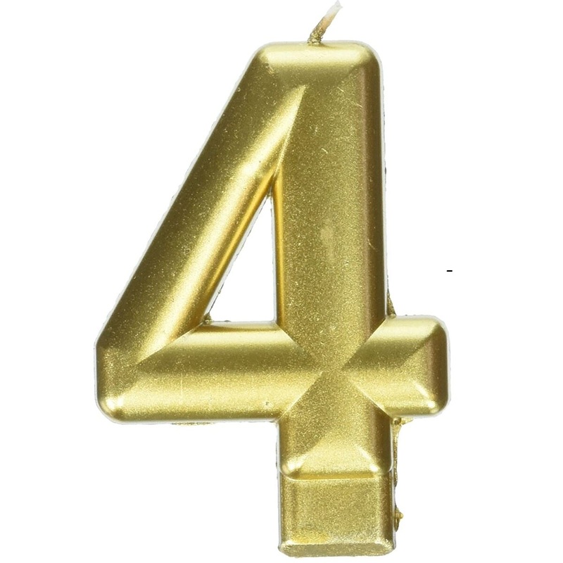 #4 Metallic Gold Birthday Candle