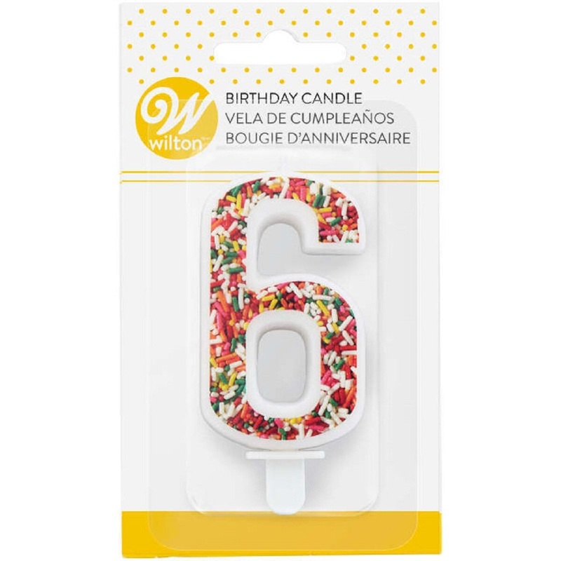 Sprinkle Pattern Number 6 Birthday Candle