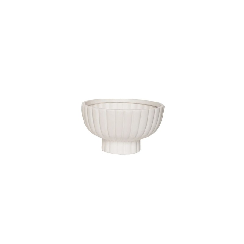 White Fluted Pedestal Bowl- Small