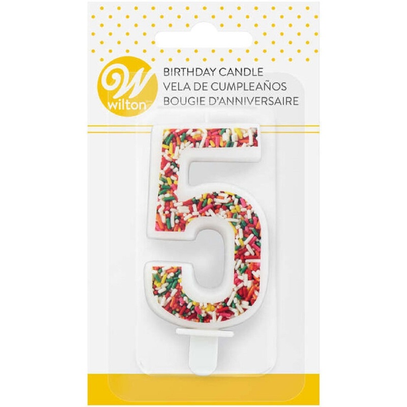 Sprinkle Pattern Number 5 Birthday Candle