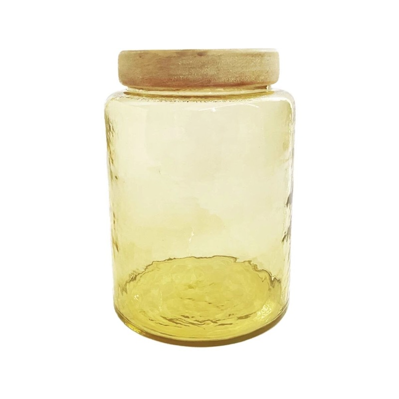2 1/2 qt Hammered Glass Jar w/ Mango Wood Lid