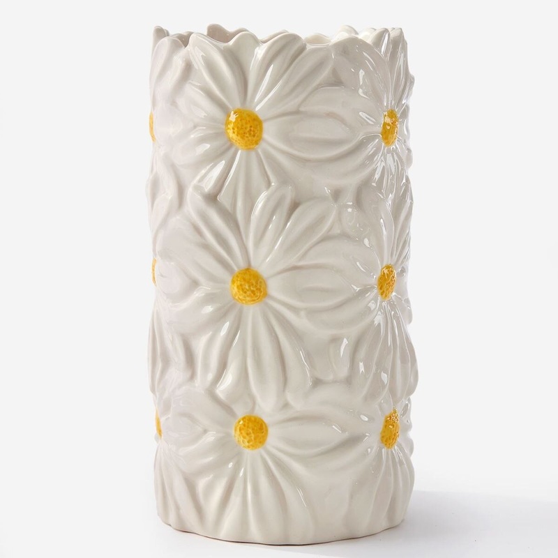 White Ceramic Flower Design Vase(dis)