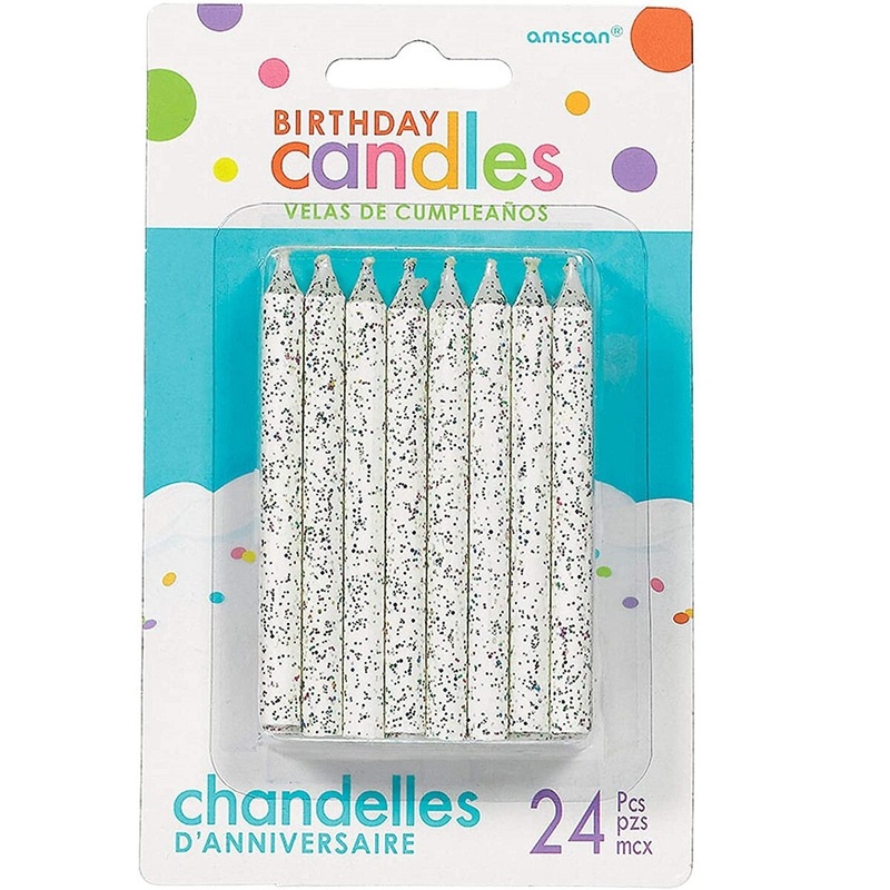 Glitter Spiral White Candles