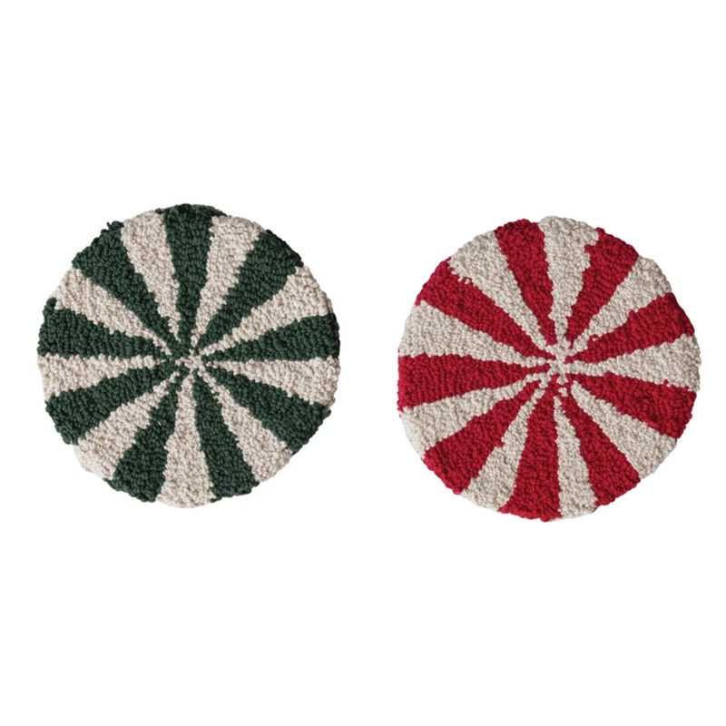 Round Cotton Tufted Candy Striped Trivet