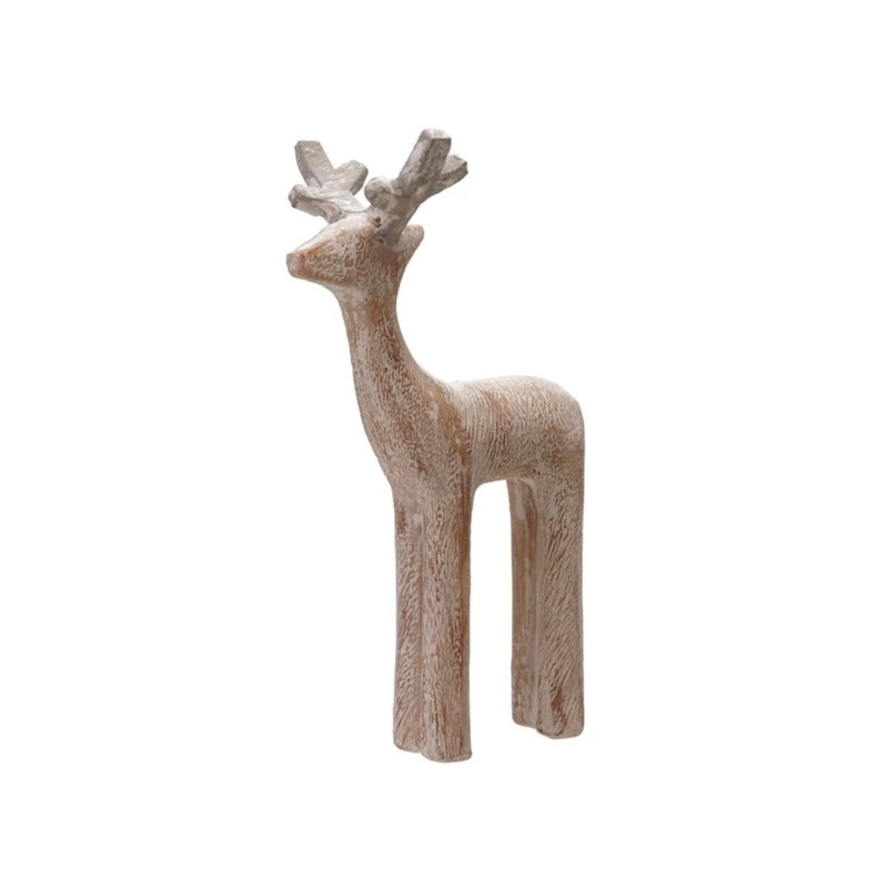 Resin Deer Whitewashed Wood Finish