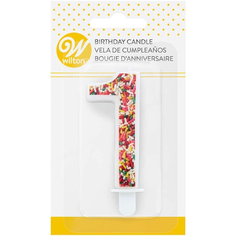 Sprinkle Pattern Number 1 Birthday Candle