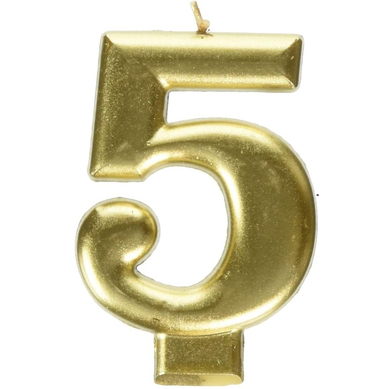 #5 Metallic Gold Birthday Candle