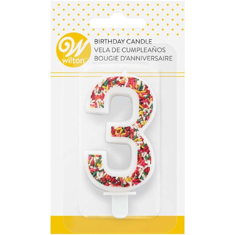 Sprinkle Pattern Number 3 Birthday Candle