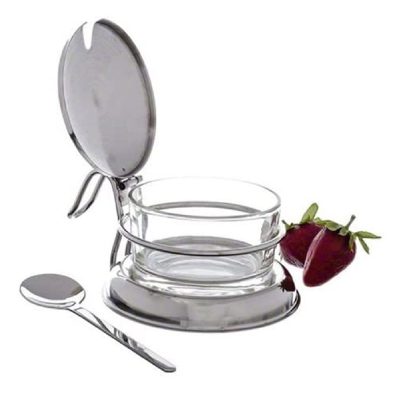 Tablecraft 6 Oz Glass Condiment Jar & Spoon Tabletop Set