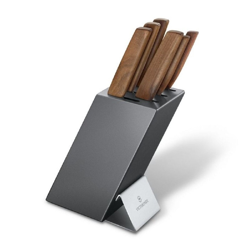 Modern Walnut 6-piece Cutlery Block