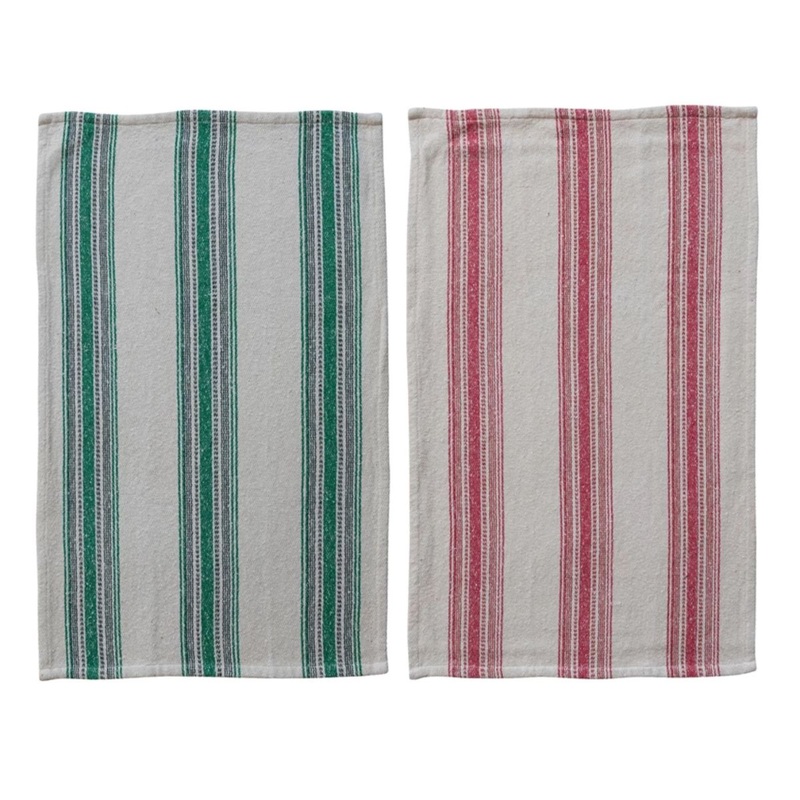 Woven Cotton Flour Sack Tea Towel with Stripes