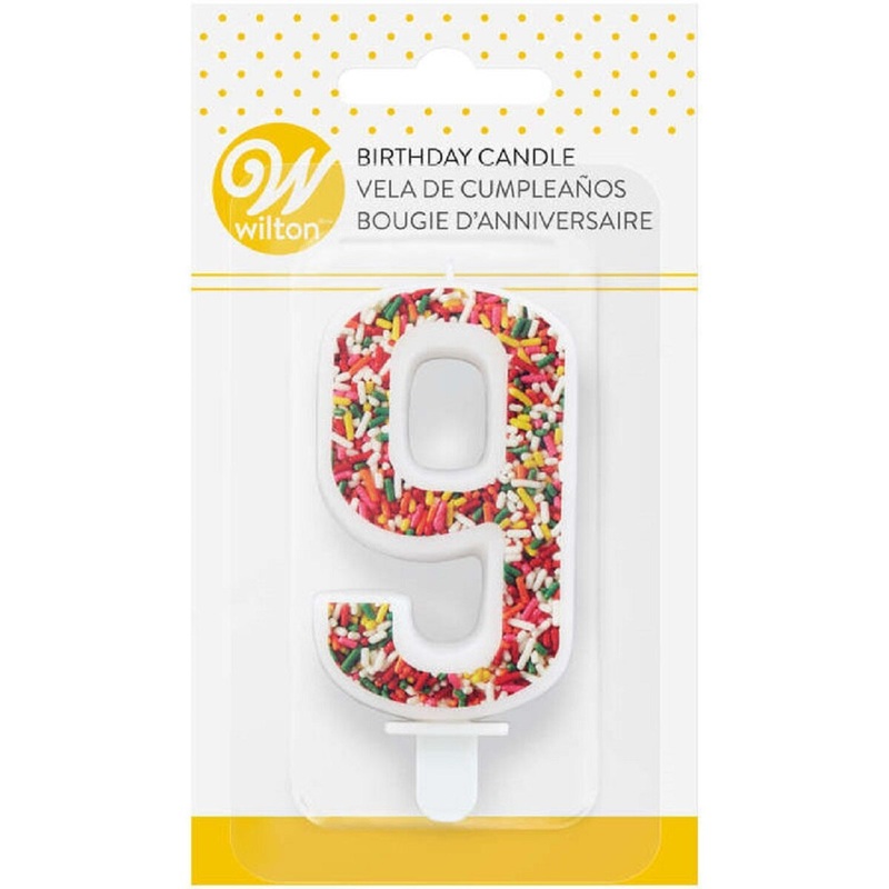 Sprinkle Pattern Number 9 Birthday Candle
