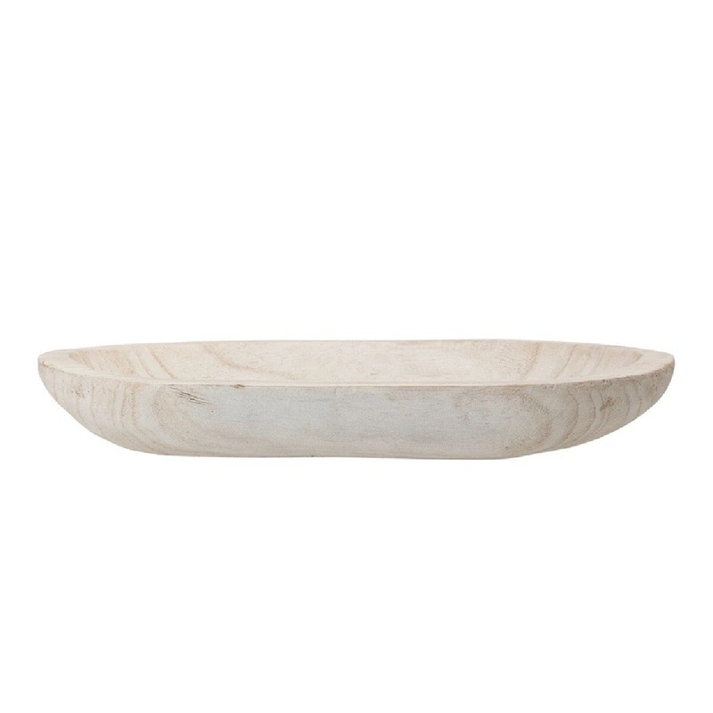 14-1/2″x10-1/4″ Hand-Carved Paulownia Wood Bowl