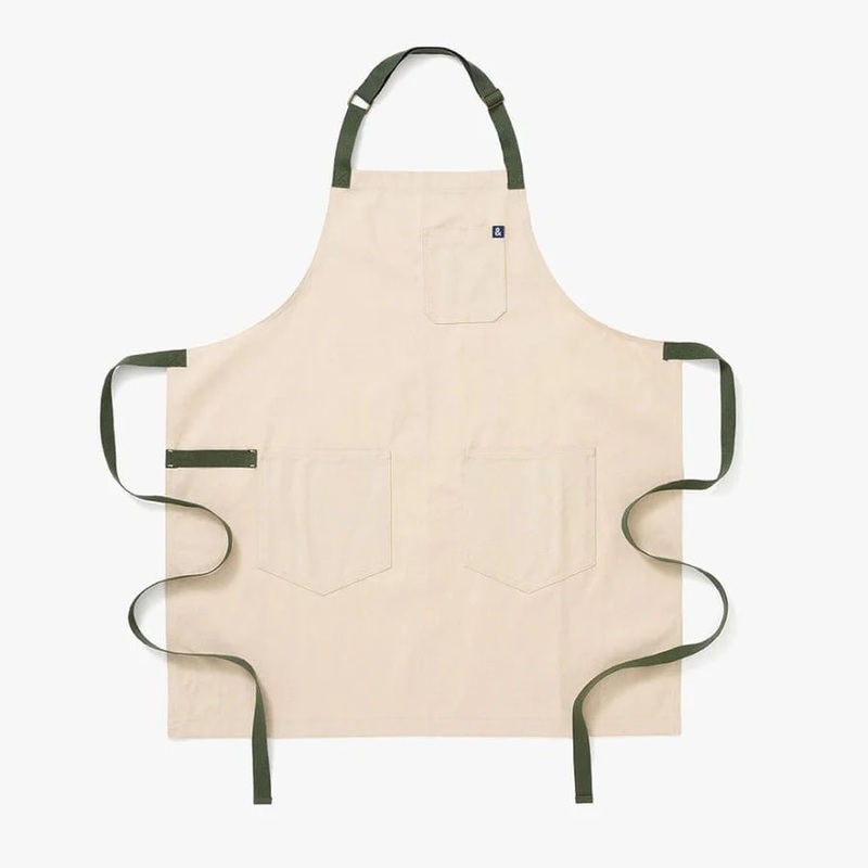 All Day Crossback Apron Sage/White