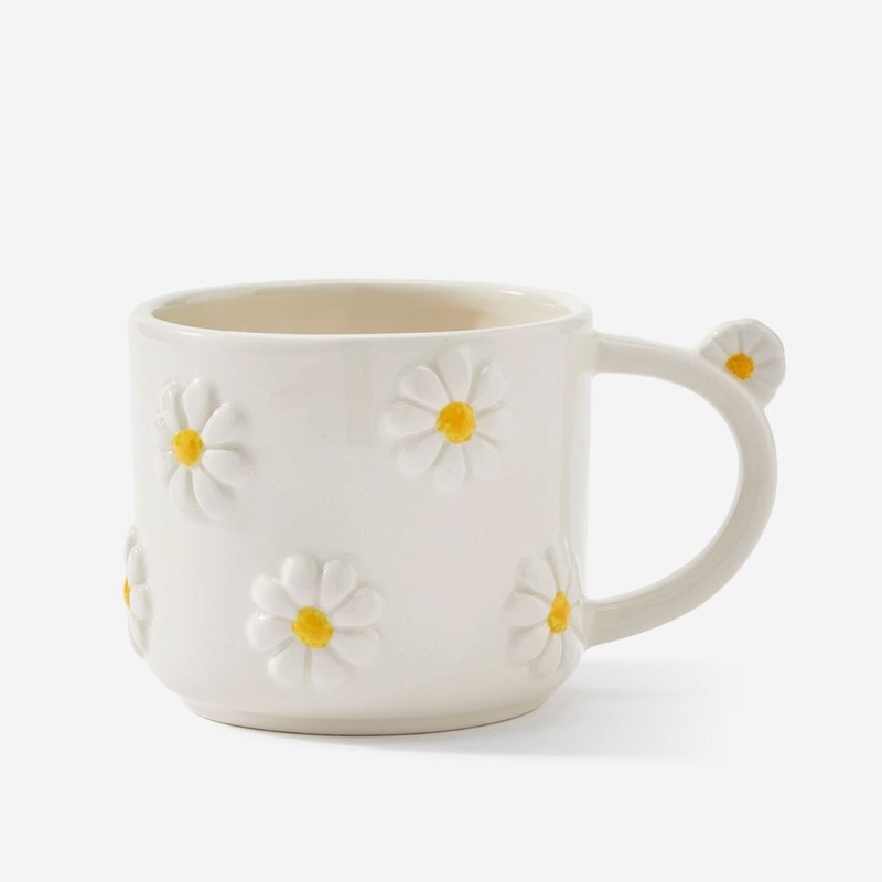 White Ceramic Flower Design Mug(dis)
