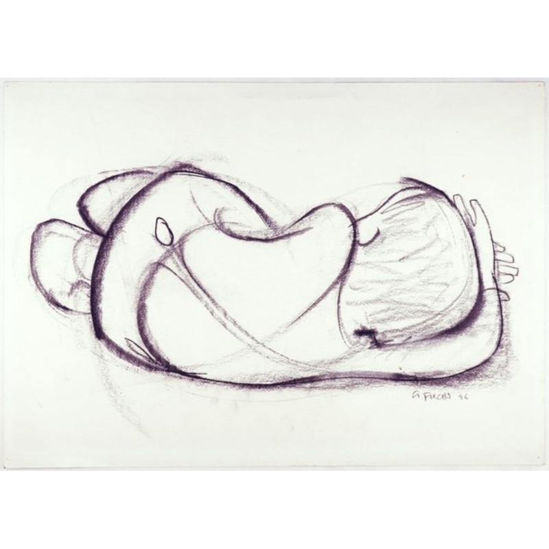 Alfred Fuchs, Lying Boy, 1996, Charcoal Drawing for sale at Pamono