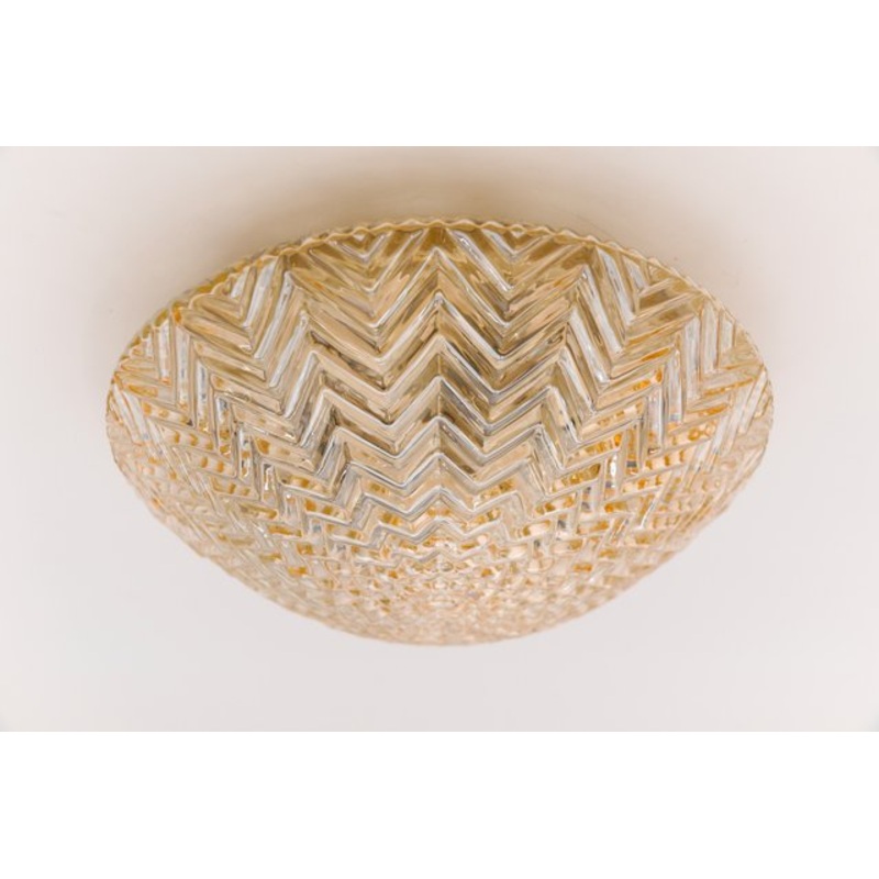 Amber Glass Flush Mount Light by Limburg, 1960s for sale at Pamono