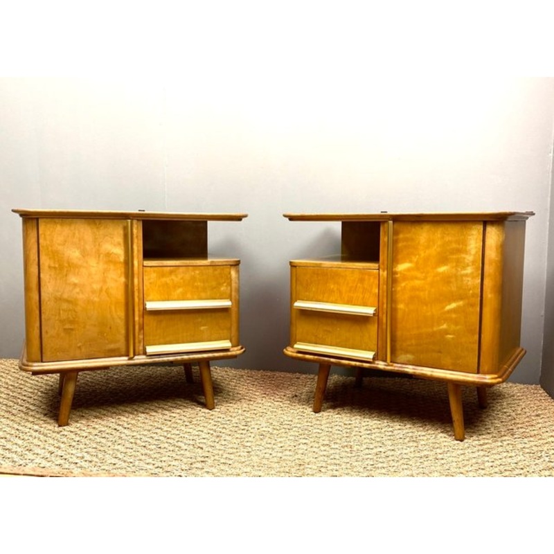 Art Deco German Maple Nightstands, 1930s, Set of 2 for sale at Pamono