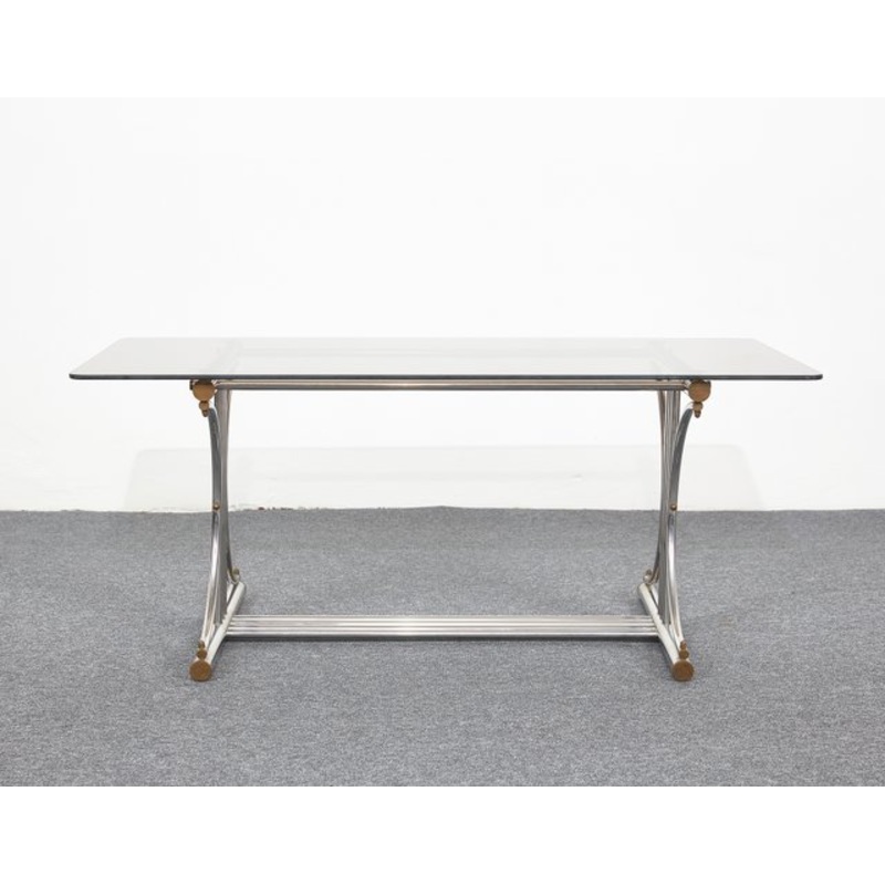 Bauhaus Coffee Table with Smoked Glass Top and Tubular Frame, 1950s for sale at Pamono