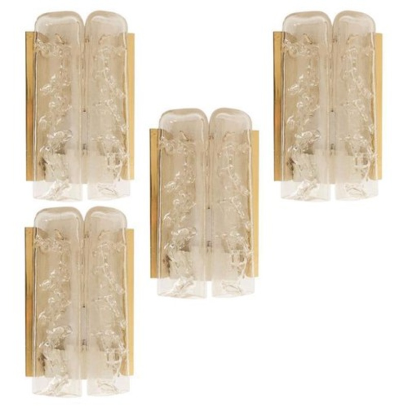 Blown Glass and Brass Wall Sconce attributed to Doria, 1960s for sale at Pamono