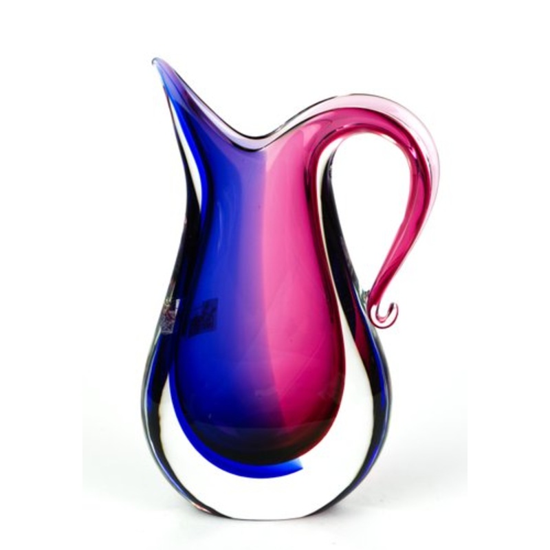 Blue & Ruby Blown Murano Glass Vase by Michele Onesto for Made Murano Glass, 2019 for sale at Pamono