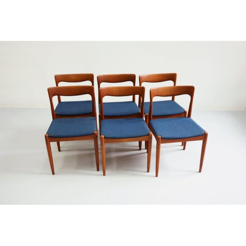 Fabric-Covered Teak Dining Chairs by Arne Vodder for Vamo, Denmark, 1960s for sale at Pamono